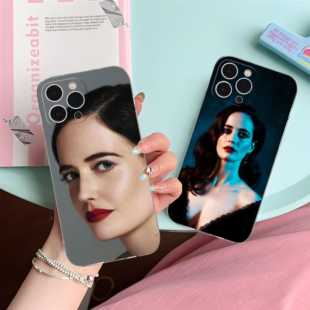Eva Green Clear TPU Mobile Case for iPhone 17 16 15 14 13 12 11 X XR XS Air Pro Max Plus Mini Colorful Cover