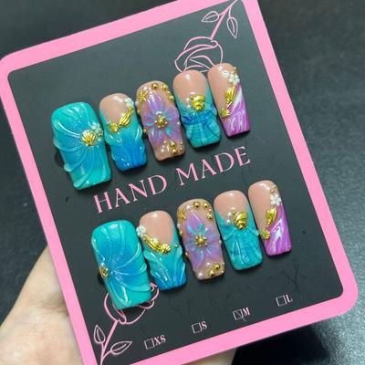 Private Label Bling Luxury Handmade False Trend Unique Fake Press On Nails Suppliers  With Box Packing