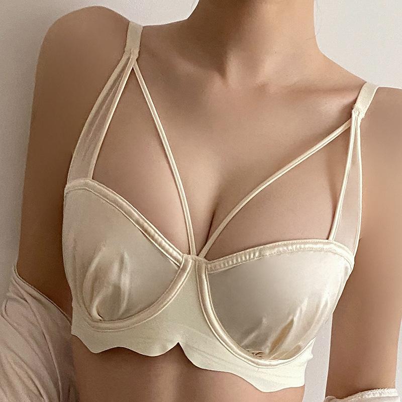 Stor Storlek Sommar-BH Damers Tunn Underkläder Bröstinsamling Anti Hängande Sommar Tunn Mjuk Stålring-BH