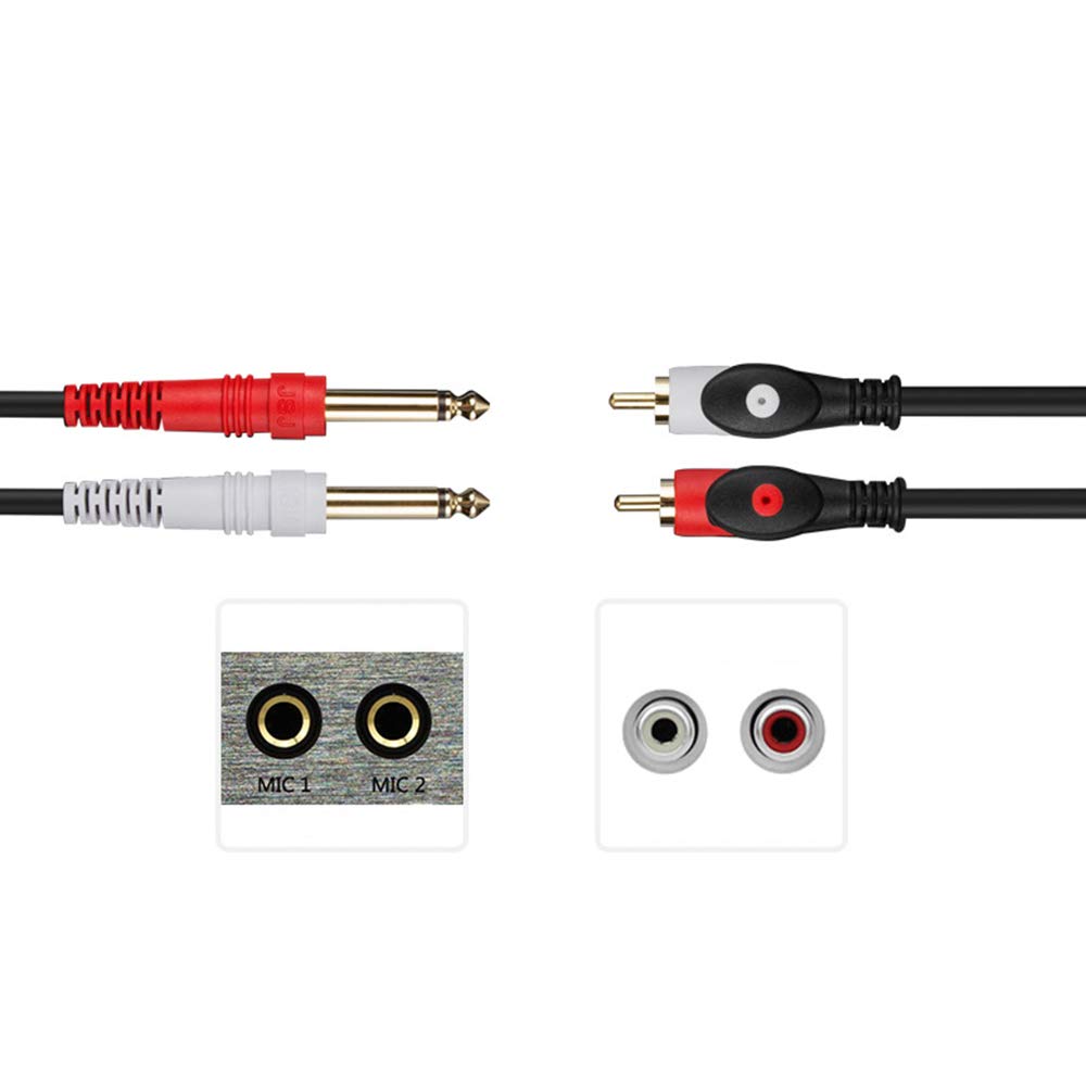 Mono-Telefon x Pin x 2 Audiokabel Cinch-Kabel Konvertierungskabel 2 x Cinch-Stecker auf 2 x Mono-Stecker 2-Cinch 6,35 mm (1m)