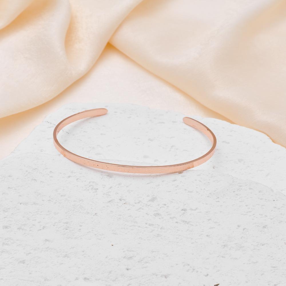 Polished Titanium Steel C-Shaped Bangle with Custom Engraving