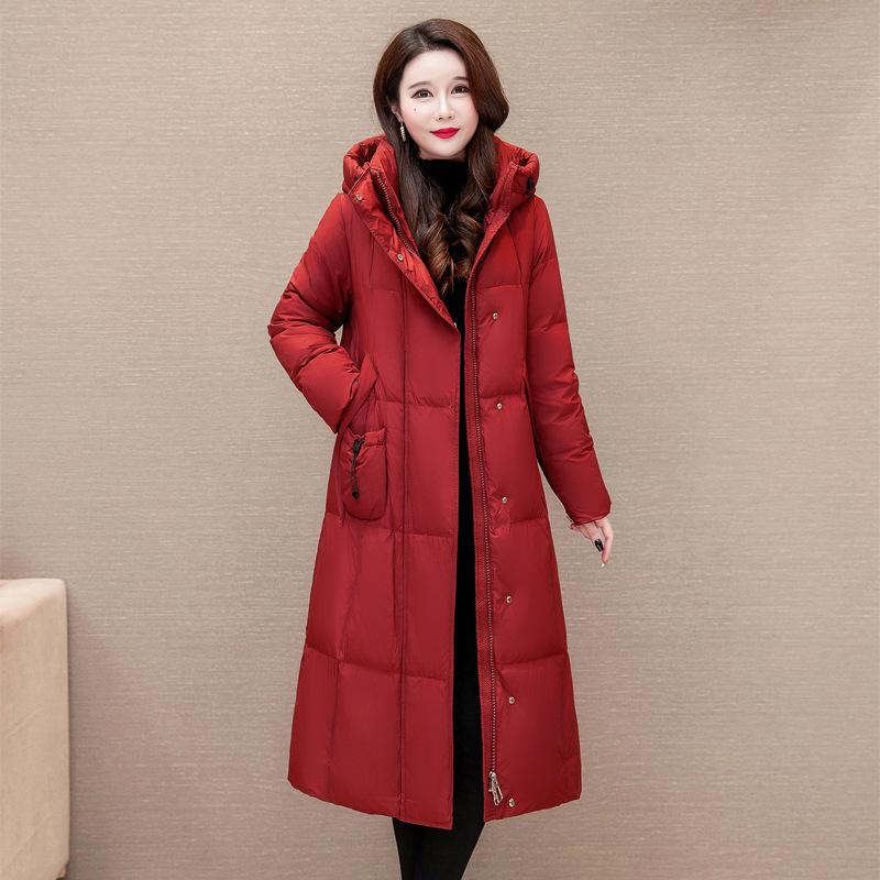 Piumino per donna Nuovo cappotto spesso sopra il ginocchio di media lunghezza per autunno e inverno per donna