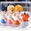 Hot Anime Chainsaw Man Figurines Anime Q Verision Cartoons Bath Bathroom Action Figure Toys And Decorative Items