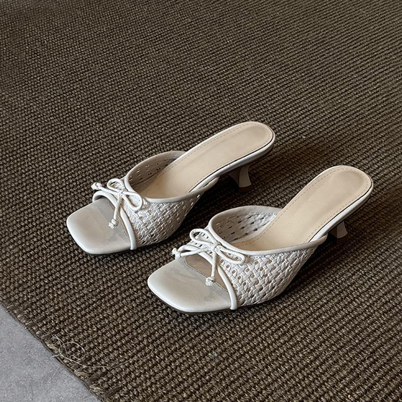 Fashion Butterfly-knot Woman Slippers Fashion High Heel Slides Ladies Concise Party Dress Summer Shoes