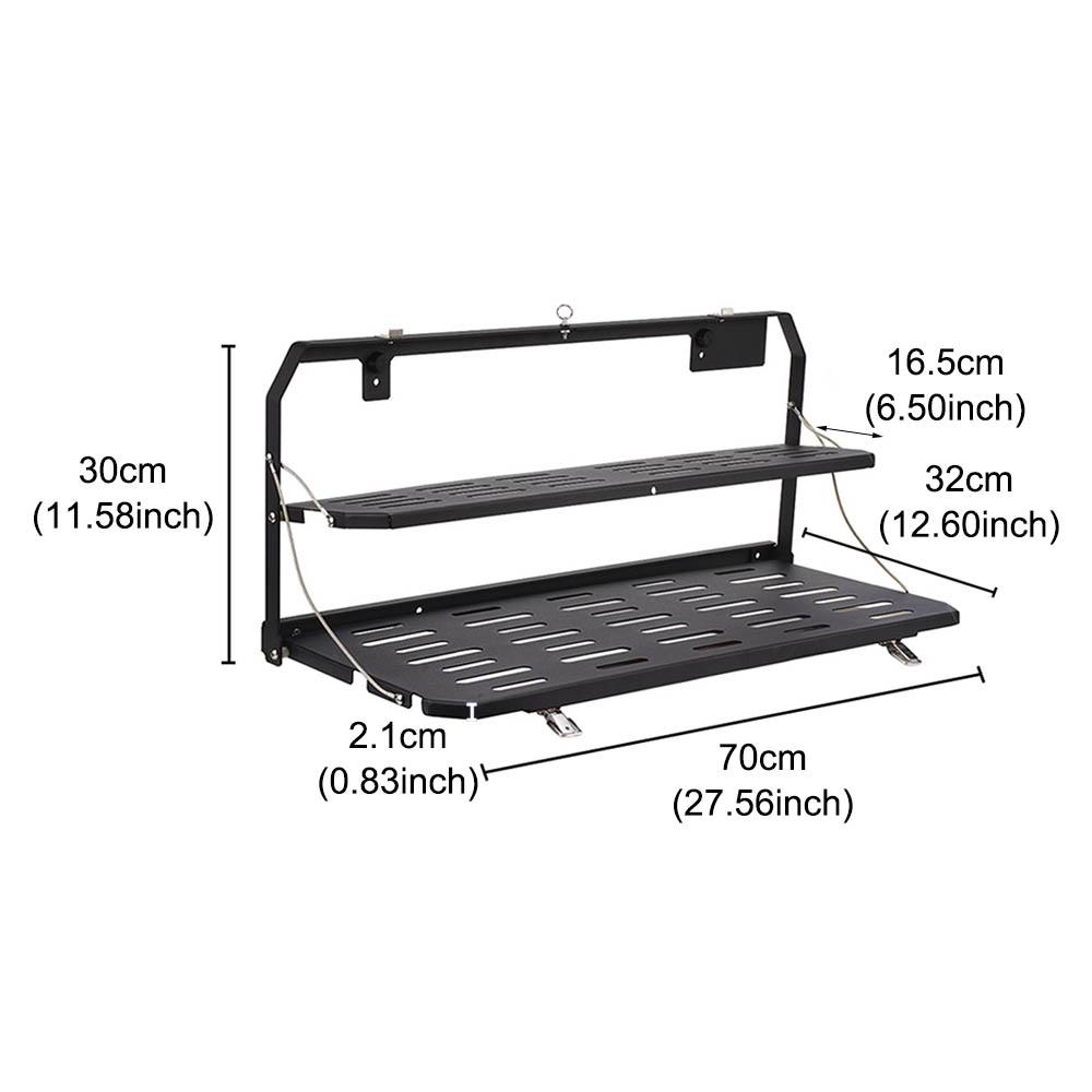 2-Tier Tailgate Table Fit for Jeep Wrangler JL 2018-2022 Year of Made, Iron Back Shelf Stand Rear Trunk Door Mounting Tray