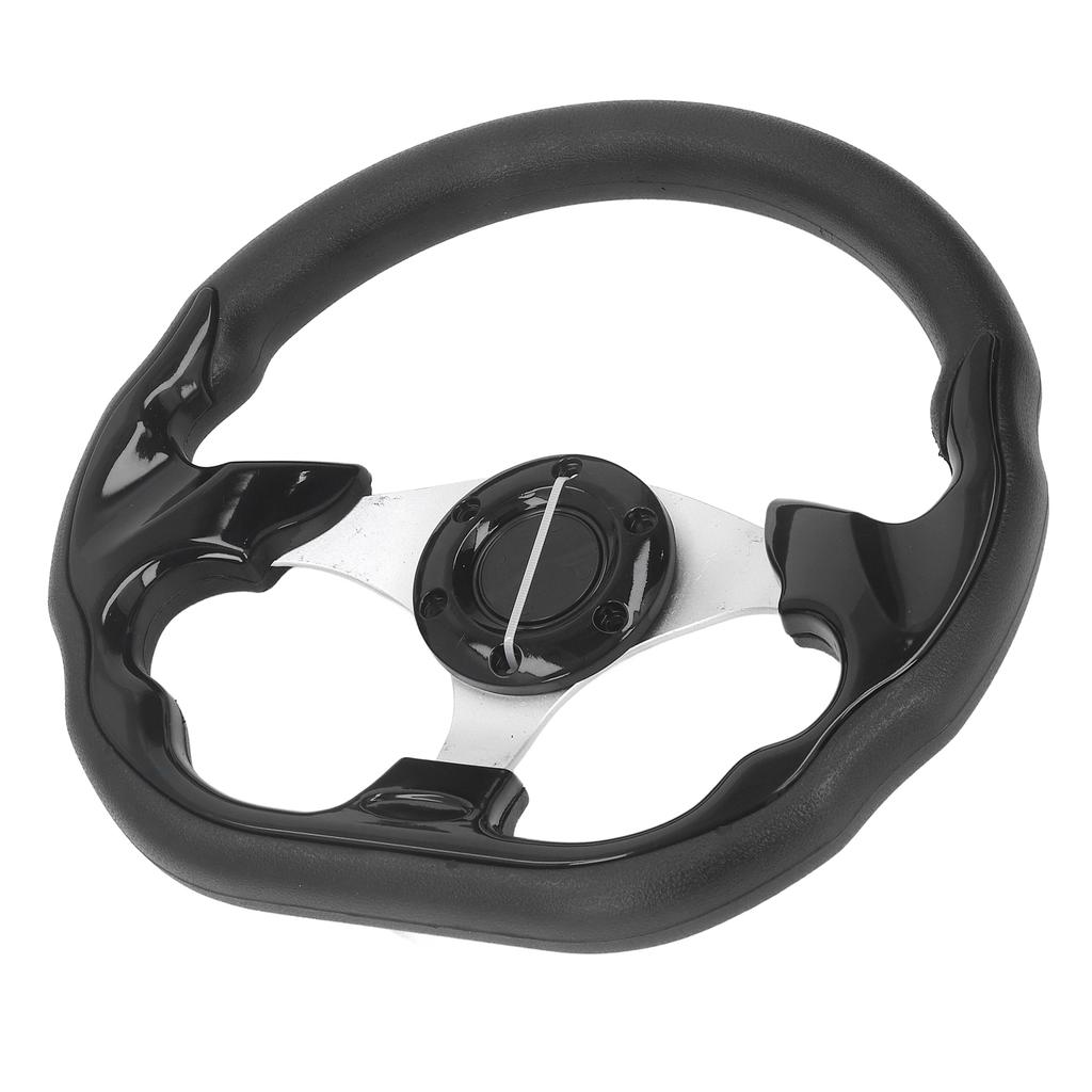 13in Steering Wheel Black PU Leather Racing Style Comfortable Grip Modification Steering Wheel Replacement for Car