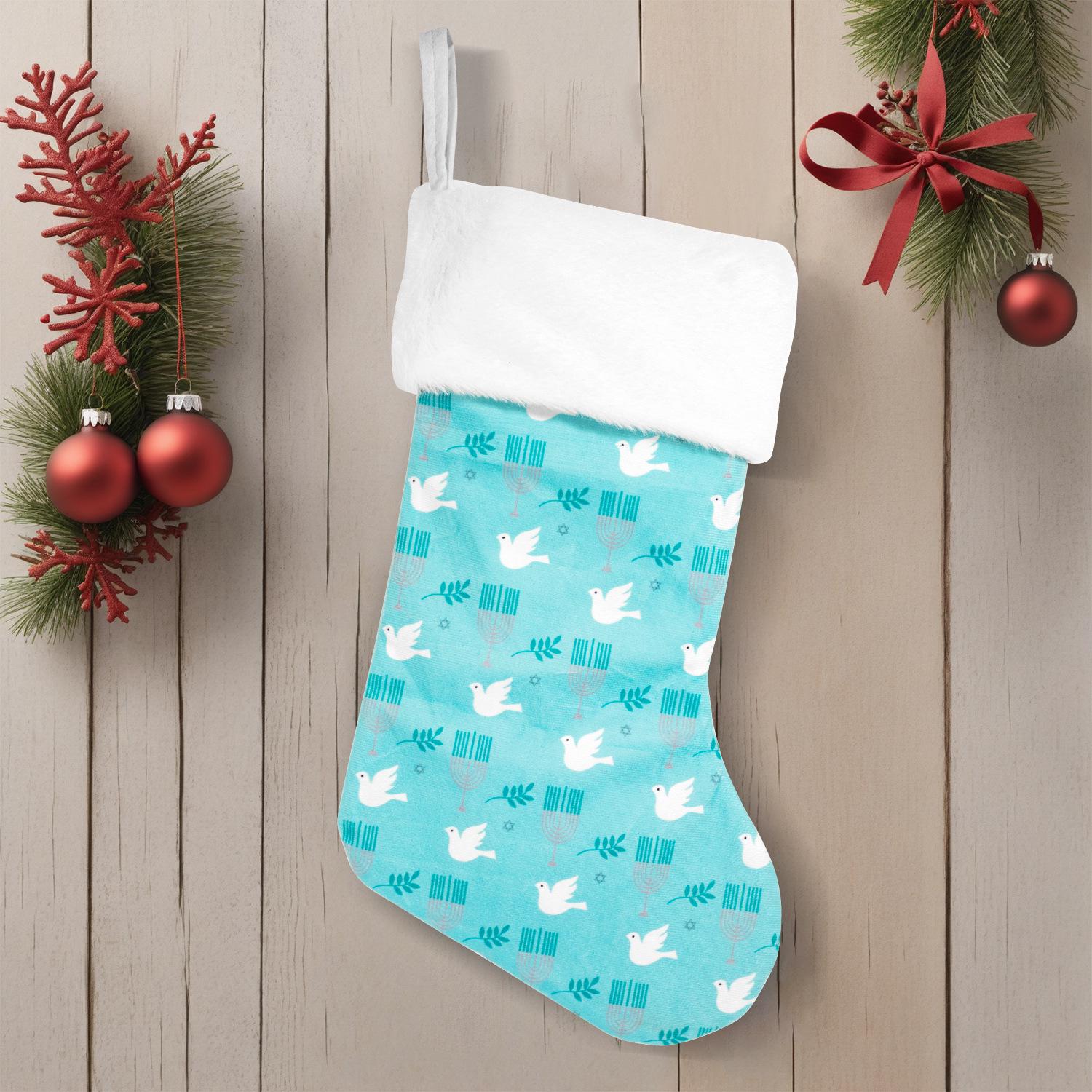 Royal Blue Snowflake Plush Christmas Socks