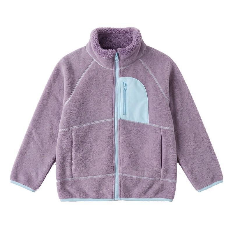 Boys Girls Color Block Fleece Jacket Kids Warm Outerwear Fall Winter