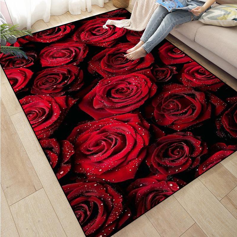 Colorful Flower Area Decoration Rose Sunflower Daisy Peach Blossom Floor Mat Living Room Sofa Rugs carpet
