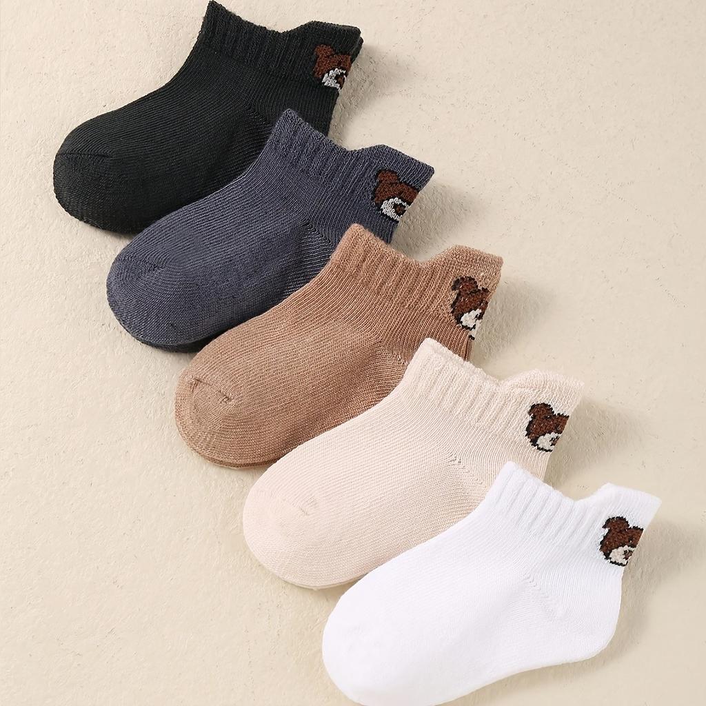 10/5 PCS Cartoon Bear Head Socks, Children's Cute Classic Bear Middle Socks, Learning Step Socks, Versatile Breathable Children's Socks
