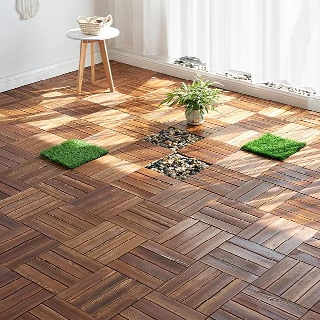 Costoffs Acacia Wood Interlocking Flooring Tiles Deck Tiles, Pack of 10/27, Water-Resistant & Non-Slip for Indoor/Outdoor