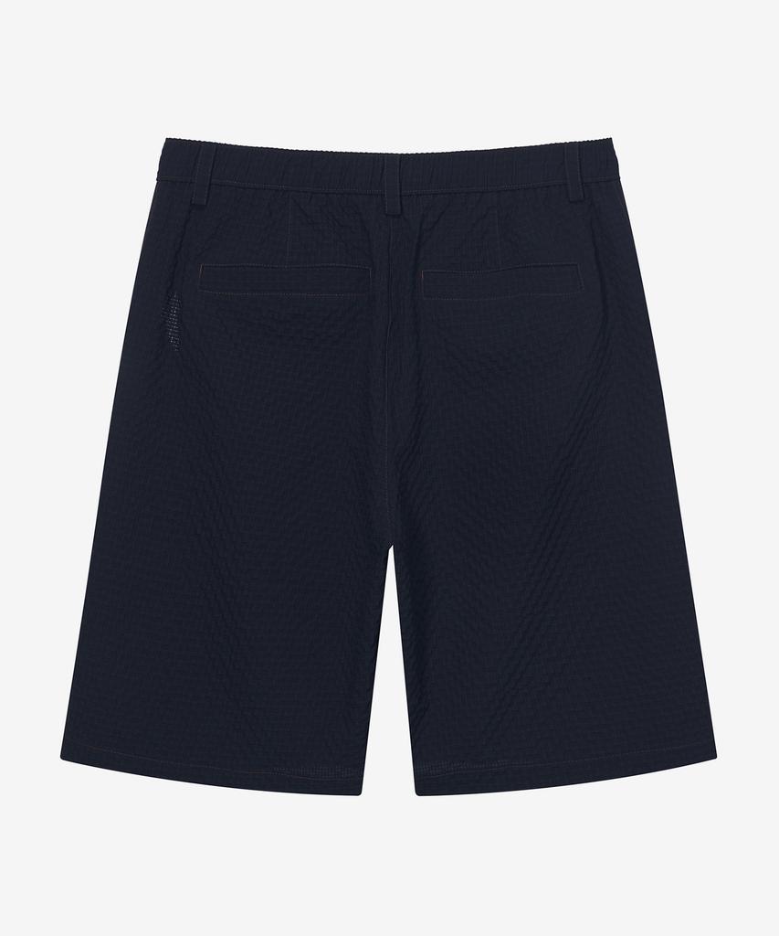 MINDBRIDGE [Couture] Relaxed Fit Seersucker Full Elastic Waist Navy Half Pants