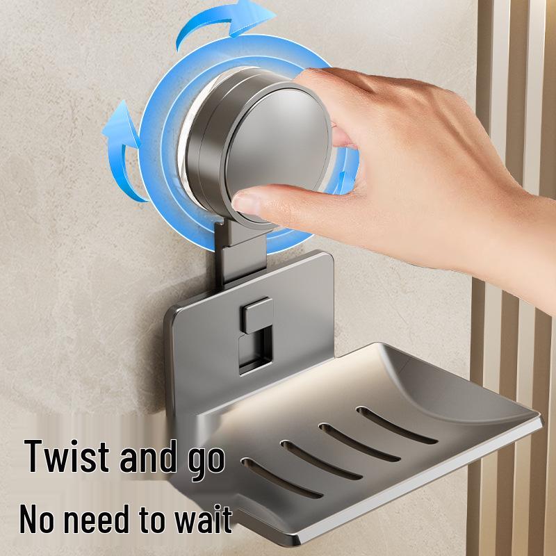 Wall-Mounted Punch-Free Aluminum Soap Holder with Suction Cup