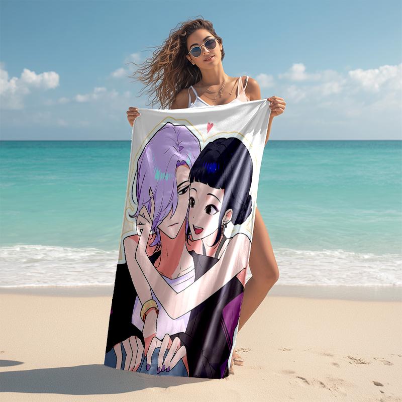 1pc KPop Demon Hunters ZOEY6 Beach Towel, Comfortable and Thick, and Swimming/Bath/Picnic/Camping Towel, Suitable for Seaside Beaches