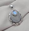 Rainbow Moonstone Pendant 925 Sterling Silver Moon Design Necklace June Birthstone Crystal Jewelry Gift