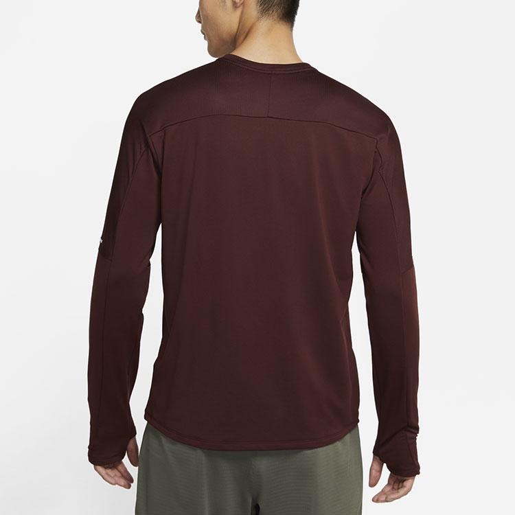 Nike Dri-FIT Running Training Crew Neck Long Sleeve T-Shirt Men Tops Crimson CU6072-624