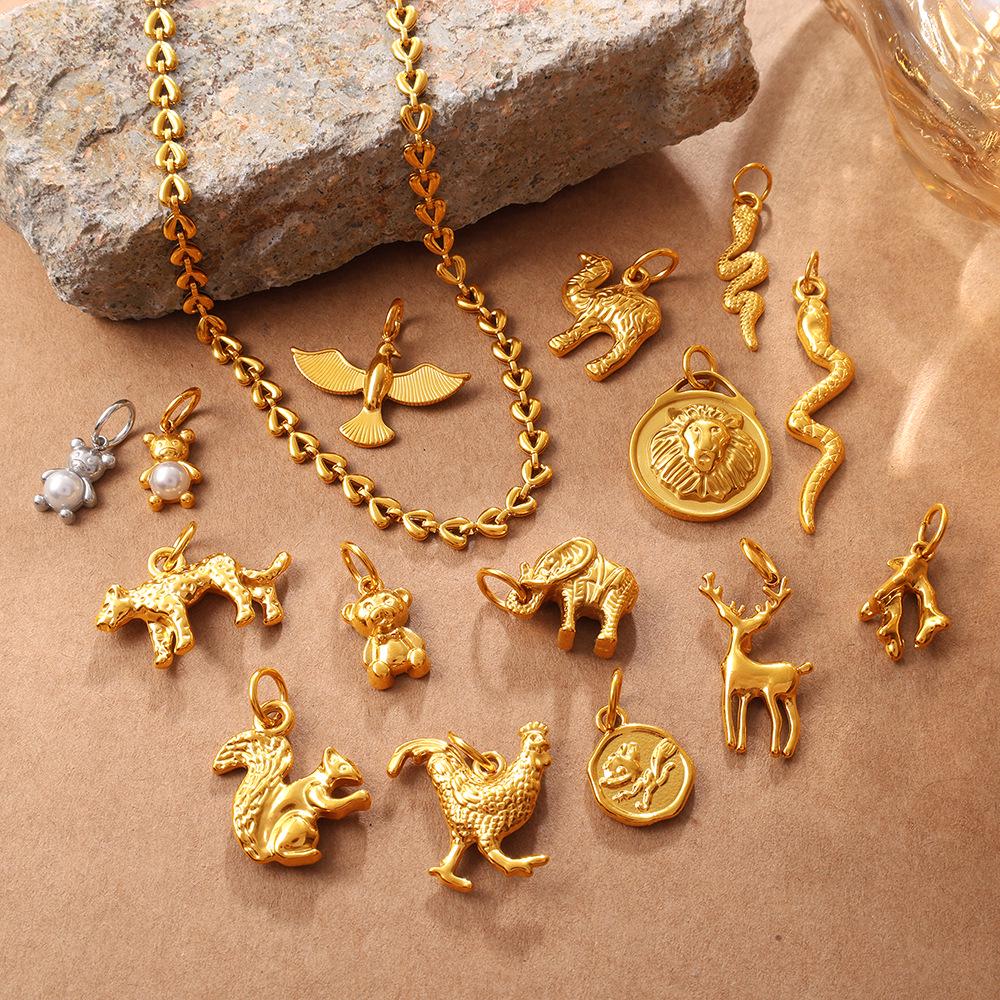 3D Animal Pendant Collection: Lion, Eagle, Deer, and Snake - Versatile Jewelry Accessory