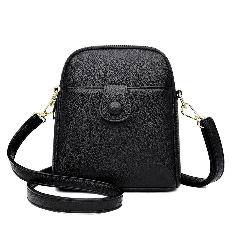 New Retro PU Soft Leather Vertical Women's Crossbody Bag Solid Color Luxury Personalized Designer Shoulder Strap Phone Bag Sac