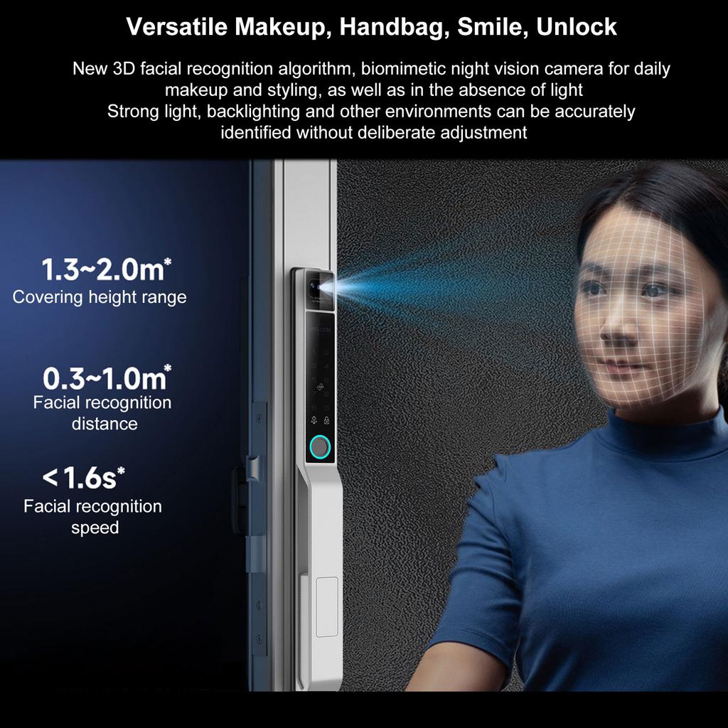 Smart Lock 2.4Ghz WiFi Keyless Entry   Handle Waterproof Aluminum Biometric     App for 40-120mm Thickness   Home Bedroom Door