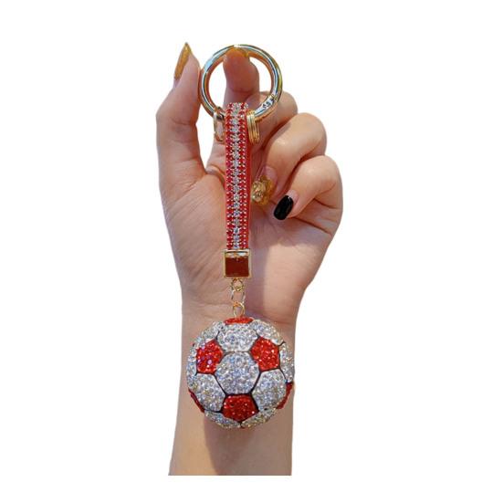 Rhinestone Football Keychain Pendant Sparking Soccer Car Key Ring