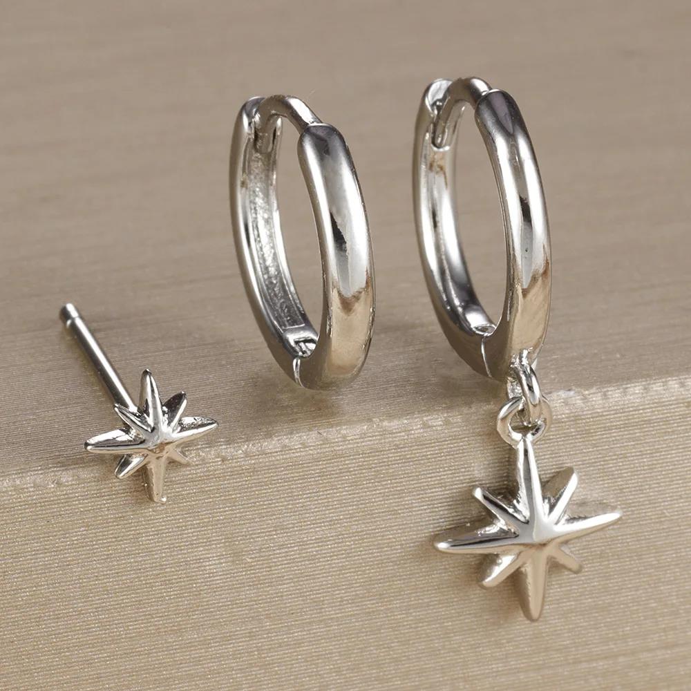 6Pcs Stainless Steel CZ Hoop Earrings Set for Women Fashion Elegant Versatile Crystal Circle Huggie Earring Punk Jewelry Gifts