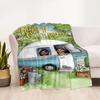 Happy Camper Adventure Blankets Are Suitable for Living Rooms,making Them an Ideal Choice for Outdoor Travel and Gifts.