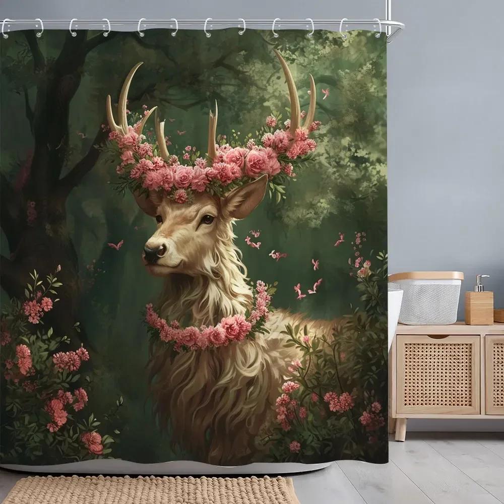 Versatile Pattern Bathtub Curtain With Hooks Waterproof Easy Clean Quick Hang For Home Hotel Bathroom Use