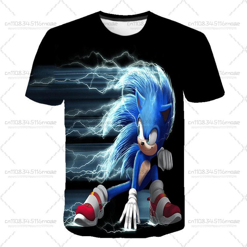 Fashion Cartoon Anime Sonic Summer Children's Crew Neck T-Shirt Casual Fashion Comfortable Printed Pattern