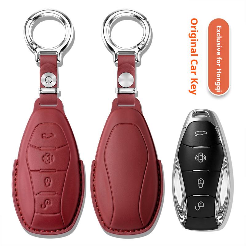 For Hongqi HQ9 car key cover first-layer cowhide high-end key case buckle interior modification