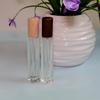 10/15ml Premium Glass Perfume Spray with Walnut Beech Cap, Portable Refillable Travel Atomizer for Cosmetics