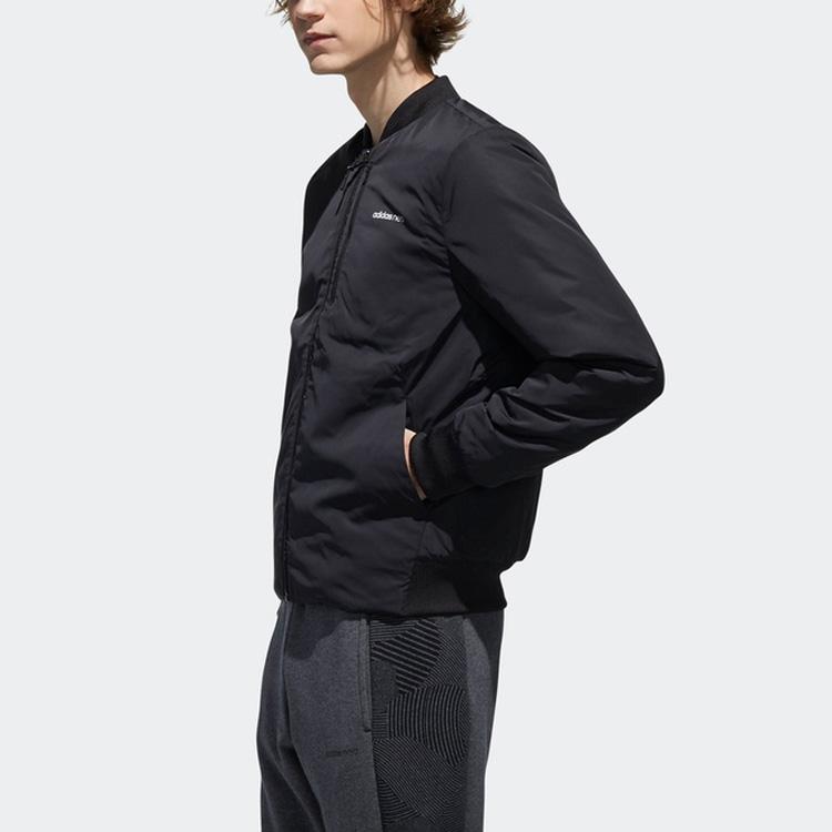 adidas Neo M Pad Bunda Oboustranná Prešívaná Baseballová Bavlnená Bunda Zimná Pánska Bunda Čierna DZ7575