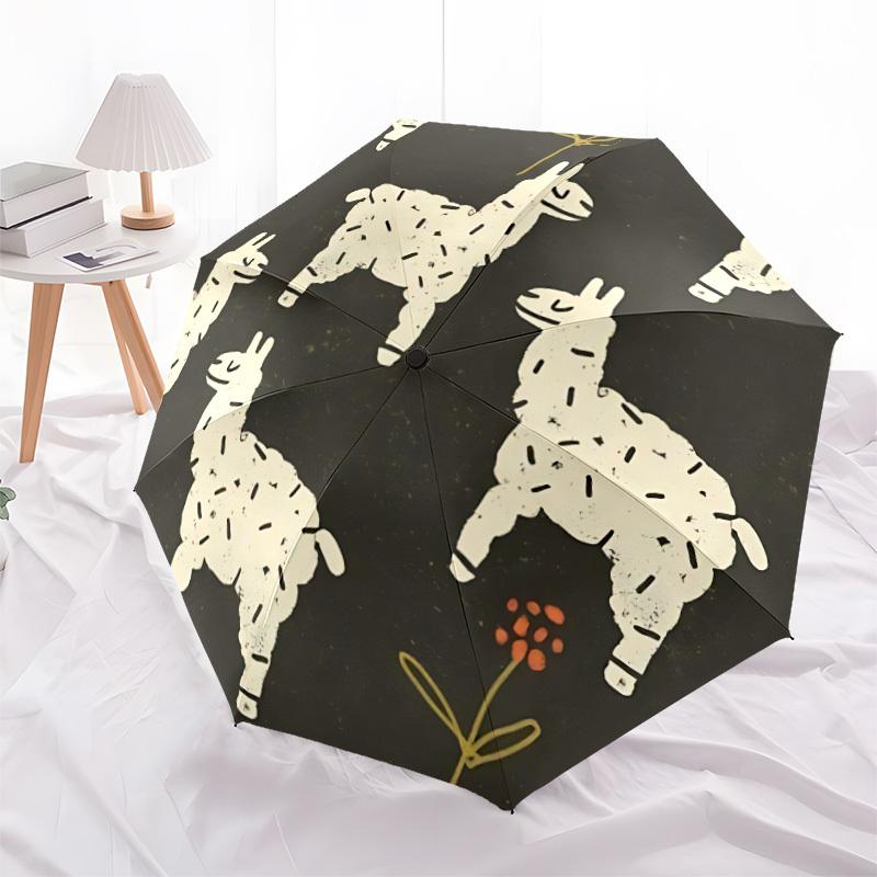 1pc Llama Sprinkle Automatic Open/close, All-Season Portable Folding Umbrella, Travel, Everyday, Formal Events - Compact Luxury Parasol, Outdoor Acces