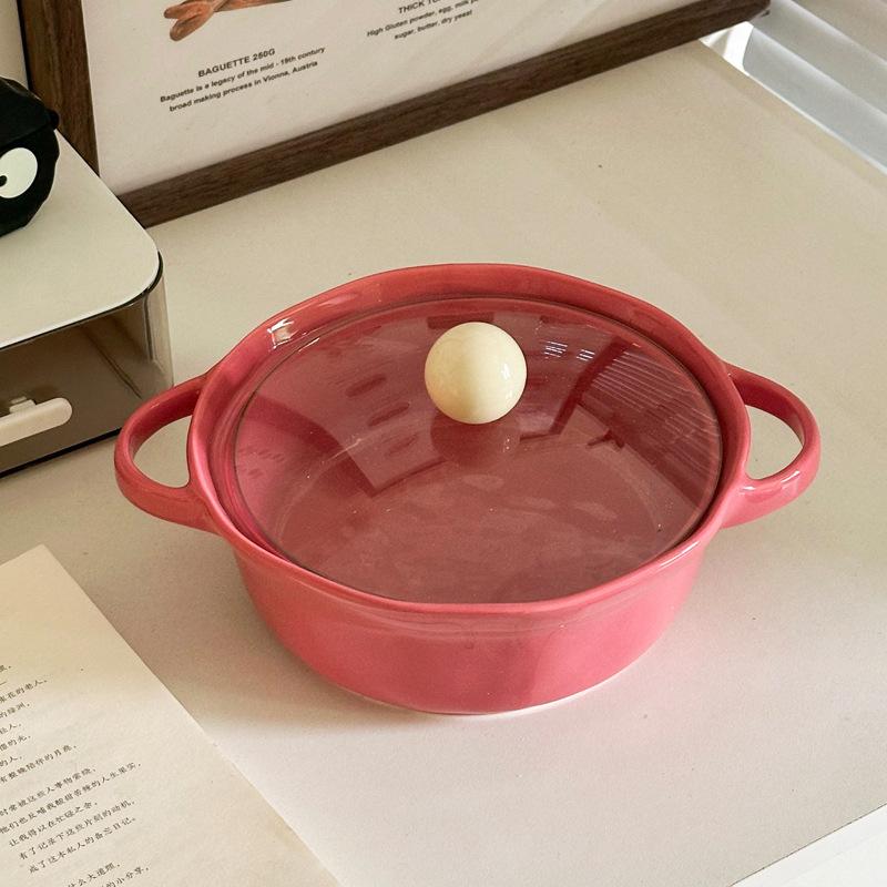 Cute high-value ceramic binaural instant noodle bowl with cover student dormitory instant noodle bowl personal special snail powder bowl