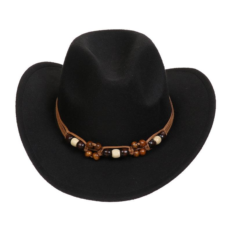 Western Cowboy Top Hat Spring And Autumn New Jazz Hat Big Brim Pentagram Belt Accessories Felt Hat Men And Women