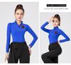 Women's Long Sleeve Zipper High Collar Latin Dance Tops for Autumn and Winter Training