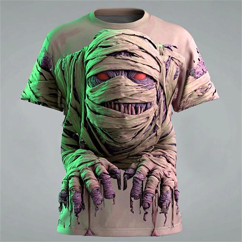 Zombie-Mumie Print Kinder T-Shirt Rundhals Locker Kurzarm T-Shirt Horror Party Street Boy T-Shirts Oberteil Mädchen Kleidung