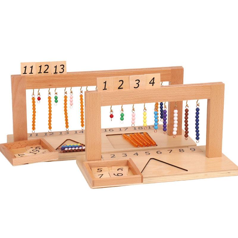 Montessori Decimal Arithmetic Toys Family Edition Set Bank Game Golden Beaded Digital Card Tray Preschool Kids Math Learning Toy