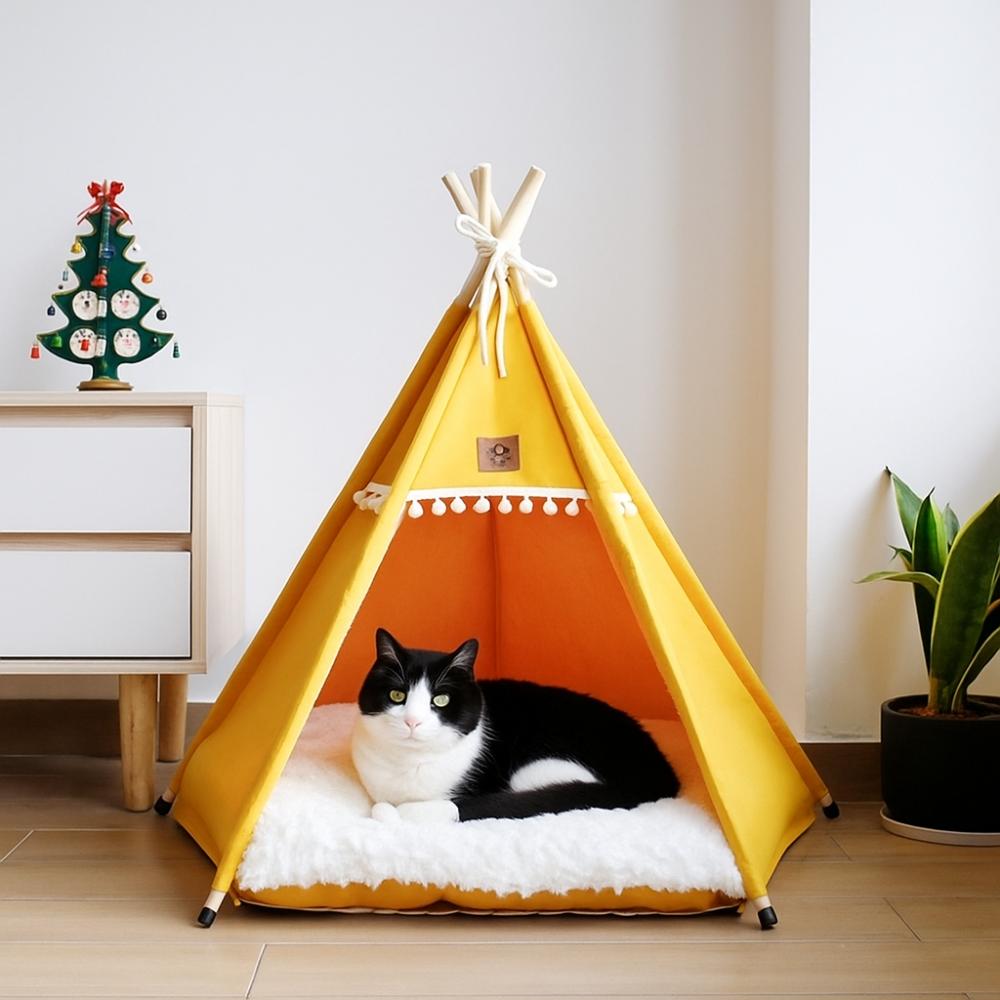 with Thick Cushion Dog Tent Bed Thick Cushion Pet Tent Kennel Cat Teepee Tent  For Cats/Dogs
