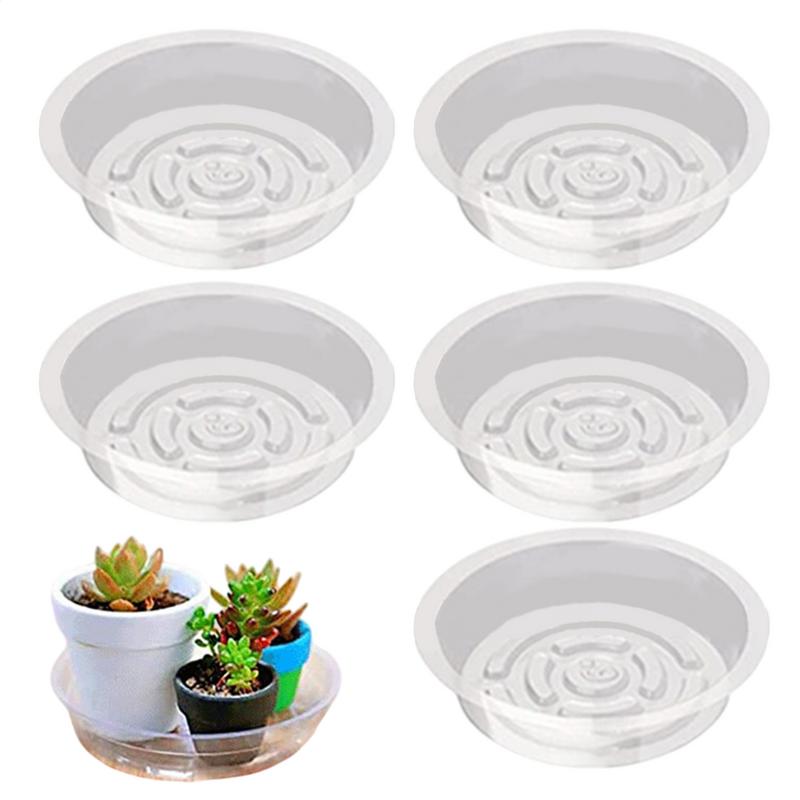 Flower Pot Tray Transparent Flower Pot Trays 5X Indoor and Outdoor Plant Saucer Pot Trays Plants Transparent Plant Tray