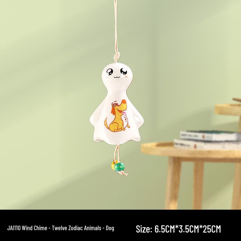 Totoro Ceramic Wind Chime Ornament - Cute Japanese Wall Decor for Girls' Bedroom