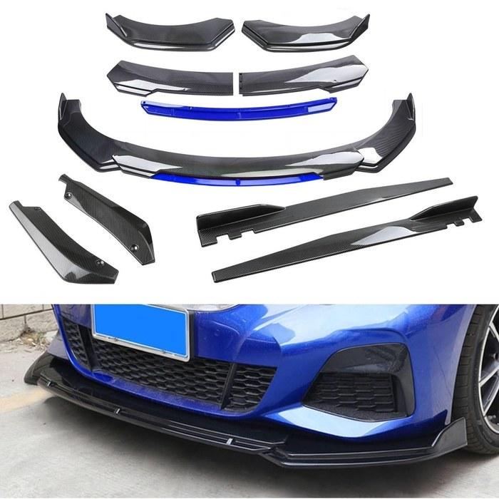 Nissan Silvia S13 S14 S15 Lip Spoiler Kit – 4-Piece Bumper Front, Side Skirts, Rear Spoiler (Black/Blue, Carbon Fiber)