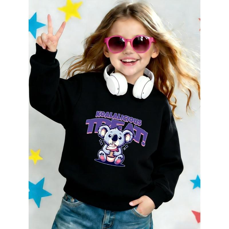 European sizes Cute Printed Pattern 0-3 Years Girls' Comfortable Lightweight Crew Neck Sweatshirt, Adorable Design Suitable for Outdoor Wear
