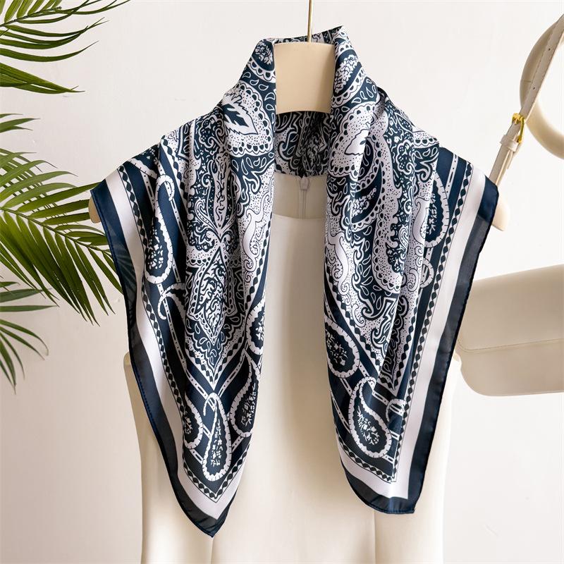 Print 70cm Silk Feeling Satin Cashew Headkerchief Women Luxury Design Neck Tie Scarf Female Hair Hand Wrist Foulard Shawl Hijab