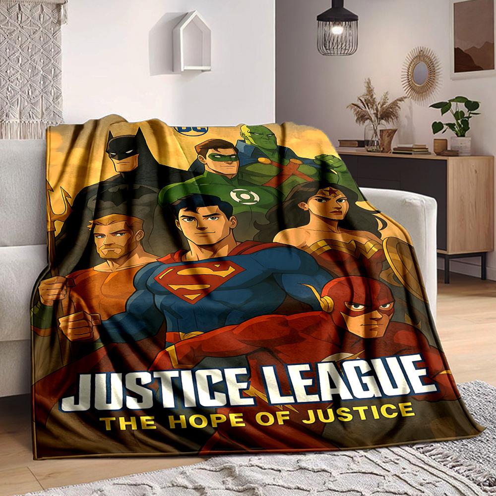 1pc Superheroes Justice Flannel Throw Blanket Lightweight Soft Warm All Season Blanket for Sofa, Bed, Travel,L1028114