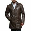 Handmade Stylish Formal Casual Brown Men Halloween Lambskin Leather Trench Coat