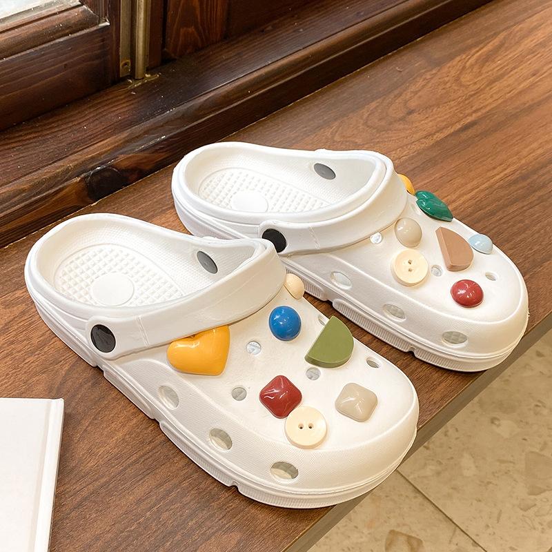 New fashionable and cute platform slippers women's summer couple non-slip beach outer hole shoes