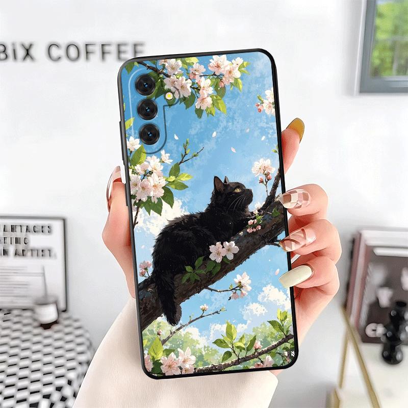 Black Cat Aesthetic Pattern Soft Phone Case for Samsung A17 A37 A57 A16 A26 A36 A56 A15 A25 A35 A55 A14 A24 A34 A54 A13 A23 A33