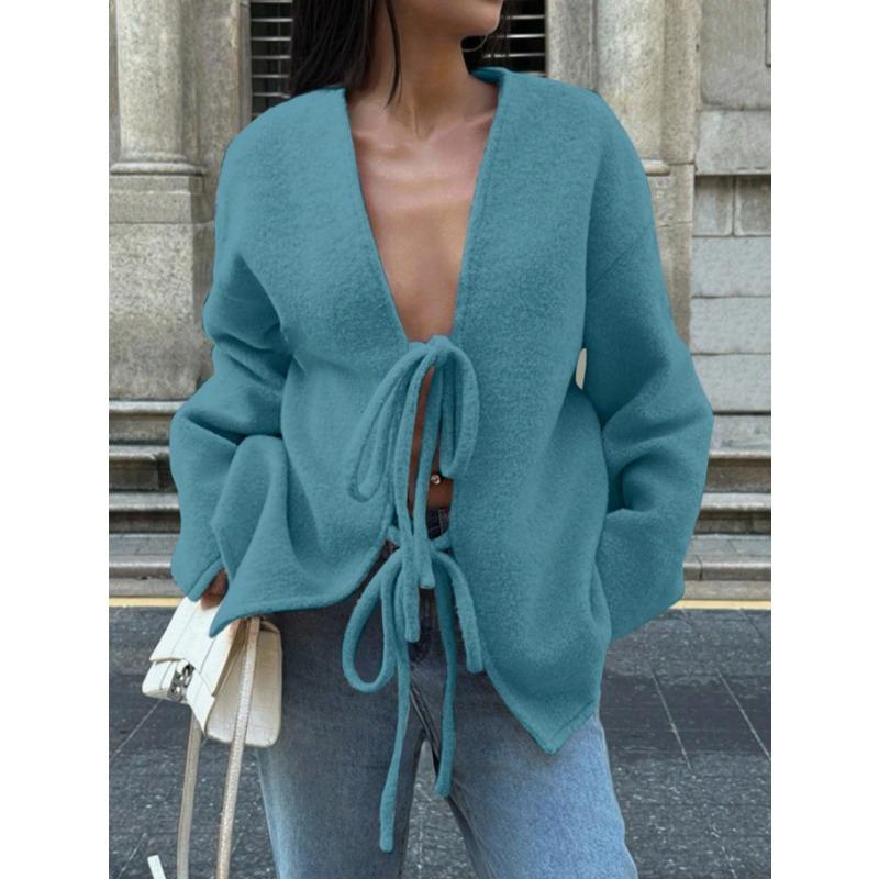 IHUASU Women's Vintage Casual Solid Color Print Autumn Winter Long Sleeve Jackets & Coats