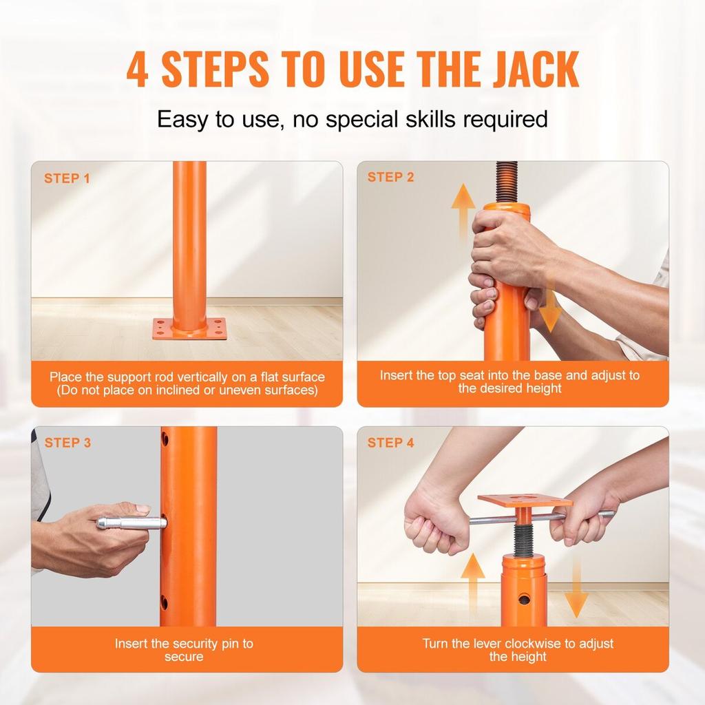 Adjustable Floor Jack Post House Floor Leveling Lift 56"-100" Height Range