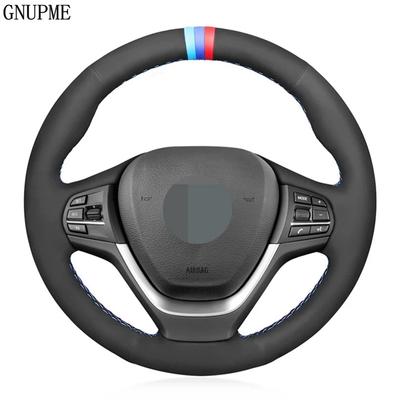 DIY Hand-Stitched Black Genuine Leather Suede Car Steering Wheel Cover For BMW X3 F25 2010-2017 X4 F26